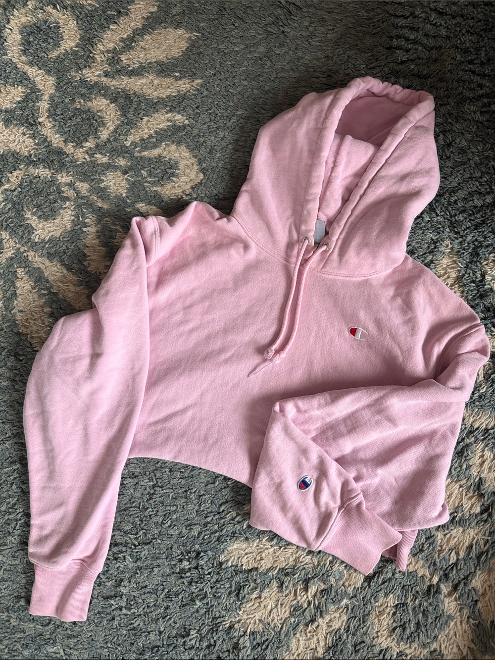 Champion Light Pink Cropped Hoodie Sweatshirt